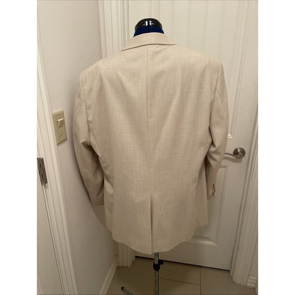 CHAPS 48R Basket weave Cream Sport Coat Poly Viscose Men Blazer 2 Button Jacket - Picture 7 of 16